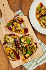 Grilled Vegetable Flatbread Pizza. Selective focus.