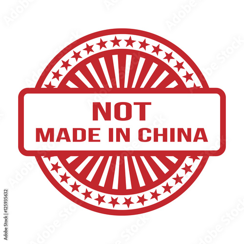 "Not Made In China. Red Rubber Stamp. For Any Background. Vector" Stock