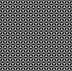 Vector monocolor seamless pattern, simple repeat geometric texture, polygonal mosaic ornament, black & white. Editable endless background.  Design element for prints, decor, digital, cover, textile