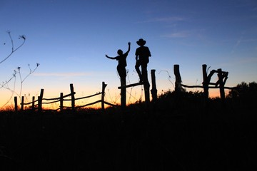 children in the sunset