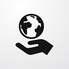 globe on hand icon illustration