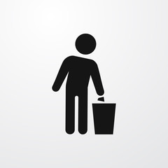 man and trash bin icon illustration