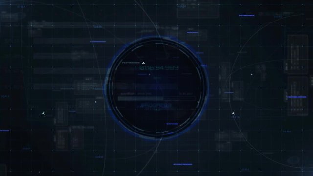 Blue futuristic interface - HUD loop background. Technology loop background with ui elements , numbers, dots, text