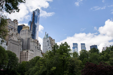 Fototapeta na wymiar New York City USA Skyline from central Park trees