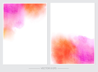 Set of cards with vector watercolor blots