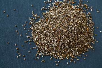 chia seeds on black background