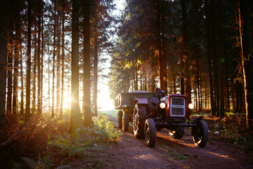 small tractor with trailer
