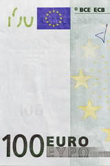 One hundred Euro banknote closeup