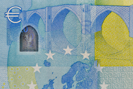 closeup of twenry Euro banknote