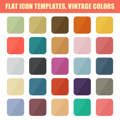 Set Of Flat App Icon Templates, Backgrounds. Vintage Palette. Ve