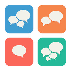 Trendy Flat Icons With Speech Bubbles. Set. Vector
