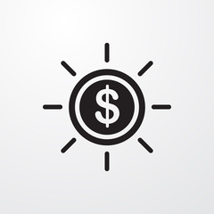 dollar in sun icon illustration