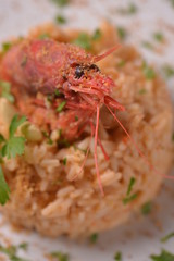 risotto con gamberi rossi del mediterraneo
