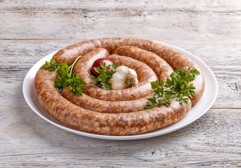 Raw pork sausages