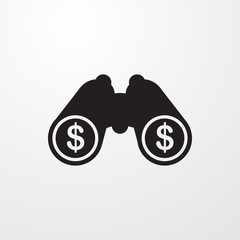 binoculars with dollar sign icon illustration