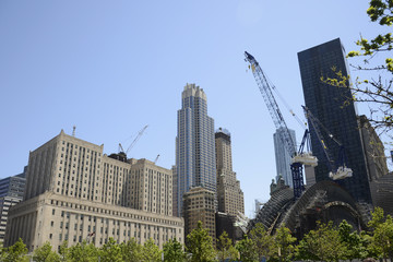 Naklejka premium New York City USA Skyline Big Apple construction station
