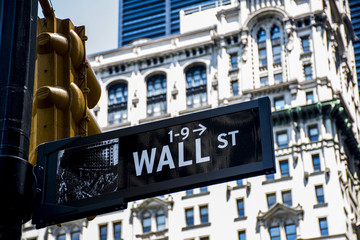 Wall Street Sign Financial New York City USA Big Apple