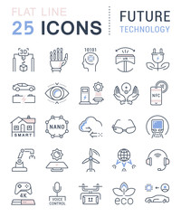 Set Vector Flat Line Icons Future Technology