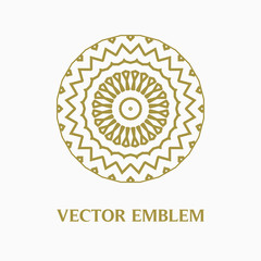 Logo design template, creative monogram, abstract round emblem, mono line decorative icon, vector illustration