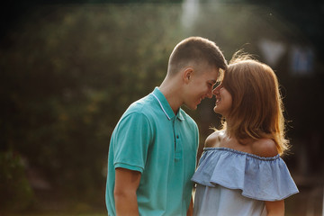 Fototapeta premium guy and girl in the park