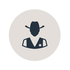 Icono plano silueta sheriff en circulo gris