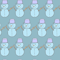 Cute seamless pattern with snowmen