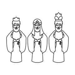 The three wisemen cartoons icon. Happy epiphany day holy night and christmas theme. Colorful design. Vector illustration