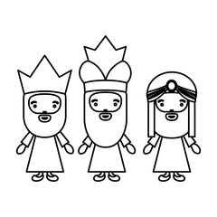 The three wisemen cartoons icon. Happy epiphany day holy night and christmas theme. Colorful design. Vector illustration