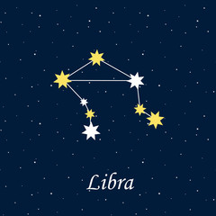 constellation Libra zodiac horoscope astrology stars night illus