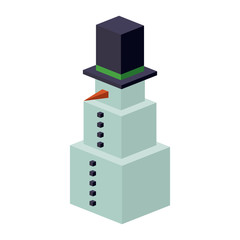 Fototapeta premium Isometric snowman icon. Christmas season decoration and celebration theme. Isolated design. Vector illustration