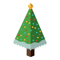 Isometric pine tree icon. Christmas season decoration and celebration theme. Isolated design. Vector illustration