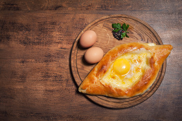 georgian traditional baked meal khachapuri;