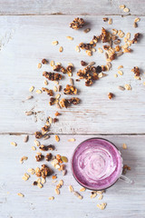 Berry farm yogurt in a jar and a granola