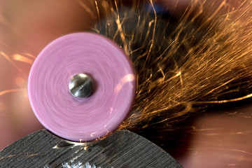 Fototapeta premium Steels grinding using abrasive tool