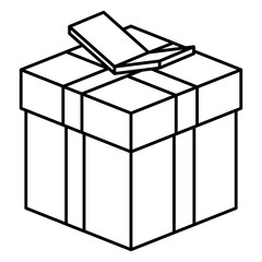 Isometric gift box with bowtie icon. Present holiday celebration and decoration theme. Isolated design. Vector illustration