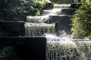 Hamburg City Park Green Fountain Waterfall