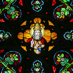 Fototapeta na wymiar Stained Glass - God in Heaven