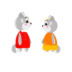 Two cute cartoon Cats on a white background, can be used for wallpaper, design, card, invitation.