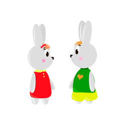 Two cute cartoon Rubbits on a white background, can be used for wallpaper, design, card, invitation.