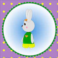 Emblem card with cute cartoon Bunny,  can be used for wallpaper, design, card, invitation.