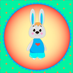 Emblem card with cute cartoon Bunny,  can be used for wallpaper, design, card, invitation.