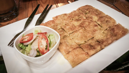soft focus Roti Mataba In the restaurant at night