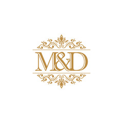 M&D Initial logo. Ornament gold