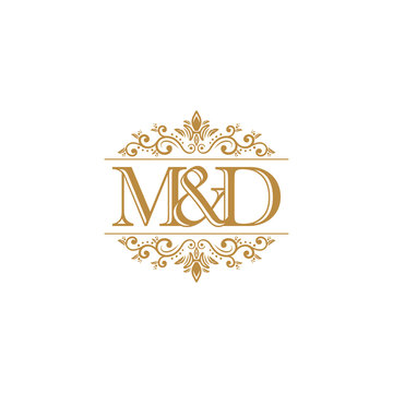 M&D Initial logo. Ornament gold