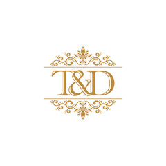 T&D Initial logo. Ornament gold