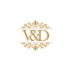 V&D Initial logo. Ornament gold