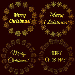 Merry Christmas stamps, tags golden