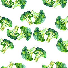 Watercolor vegetable broccoli isolated on a white background. Hand painting