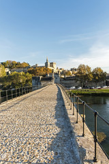 Pont Saint-Benezet in Avignon  with view to popes palace