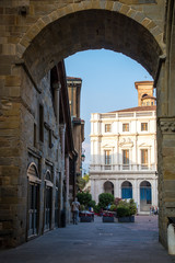 Arched entrance to Piazza Vecchia, Bergamo, Italy